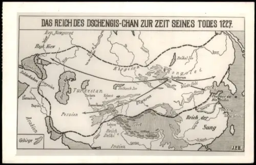 Ansichtskarte  DAS REICH DES DSCHENGIS-CHAN ZUR ZEIT SEINES TODES 1227 1949