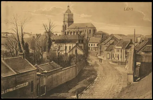 CPA Lens (Pas-de-Calais) Straßenpartie 1916  gel. Feldpost 1.WK