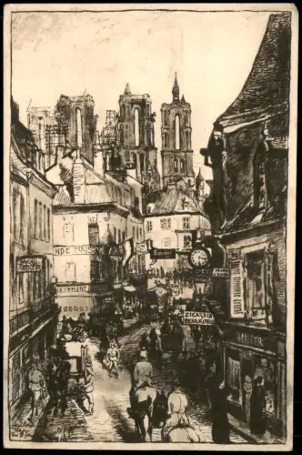 Laon 1. Weltkrieg Feldpostkarte Hauptverkehrsstraße Rue St. Jean 1915