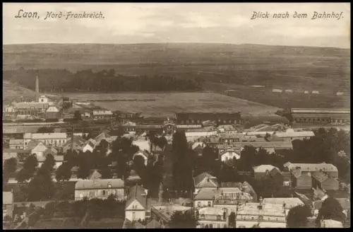 CPA Laon Panorama-Ansicht Blick nach dem Bahnhof 1915