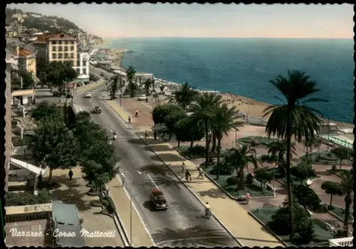 Cartolina Varazze Väze Panorama Blick Corso Matteotti 1957