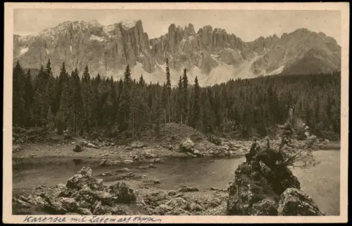 Welschnofen Karersee mit Latemary Südtirol Dolomiten Alto Adige 1920