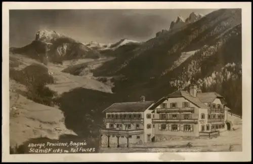 Künstlerkarte Trentino-Südtirol Albergo Pensione Bagni Scanier Val Funes 1925