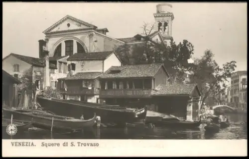 Venedig Venezia Stadtteilansichten Gondel-Bau-Station Squere di S. Trovaso 1900