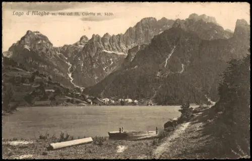 Cartolina Àlleghe Lago d' Alleghe Civetta 1928