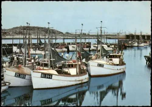 Postcard Hvide Sande Hafen Havneparti fra HvideFrom the harbour 1972