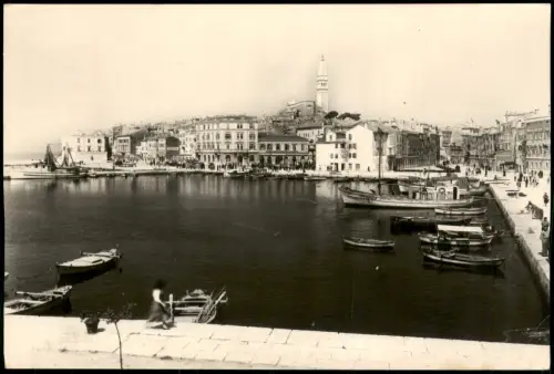 Postcard Rovinj Rovigno Ortsansicht mit Hafen Zugang 1962