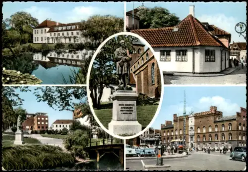 Postcard Odense (Dänemark) Mehrbildkarte mit 5 Ortsansichten 1960