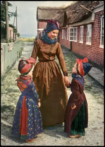 .Dänemark - Dänemark Trachten Frau mit Kinder Piger I Fano Fanö 1955