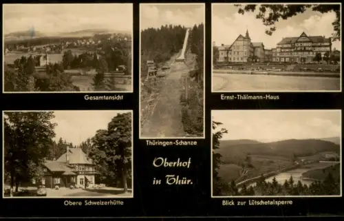 Oberhof  DDR Mehrbild-AK mit Thüringen-Schanze, Schweizerhütte uvm. 1965