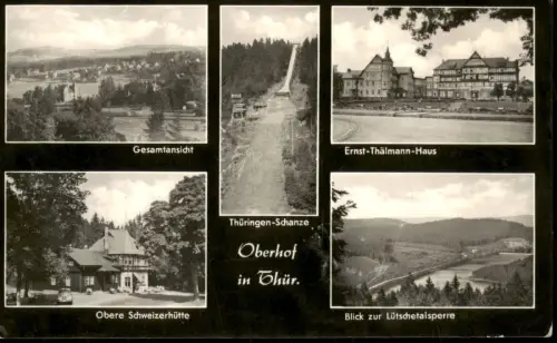 Oberhof  DDR Mehrbild-AK mit Thüringen Schanze, Schweizerhütte uvm. 1965/1960