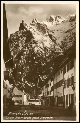 Mittenwald Untermarkt Untere Markt-Straße gegen Karwendel. 1920