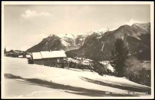 Ansichtskarte Mittenwald Umlandansicht Berghütte am Latscheneck 1940
