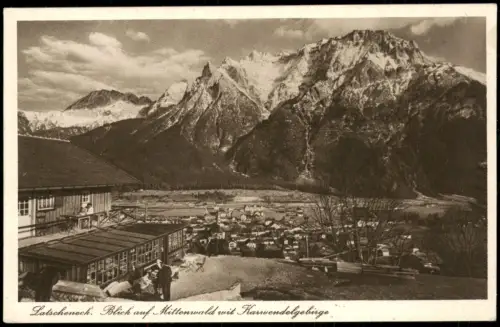Ansichtskarte Mittenwald Latscheneck Blick auf Karwendelgebirge 1920