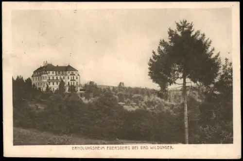 Ansichtskarte Bad Wildungen Partie am ERHOLUNGSHEIM EBERSBERG 1926
