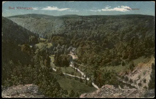 Ansichtskarte Bad Wildungen Totalansicht Blick ins Helenental 1910