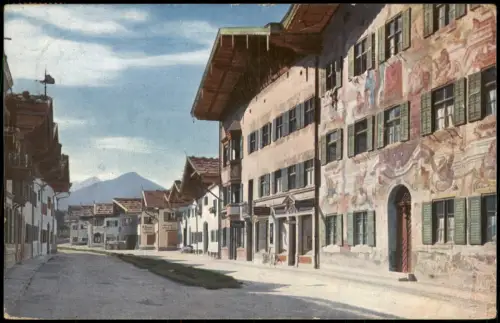 Ansichtskarte Mittenwald Obere Marktstraße mit Neunerhaus Reitherspitze 1922