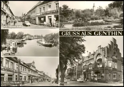 Genthin DDR Mehrbildkarte mit Anlagen Bahnhof Plauer Ernst-Thälmann-Straße 1975