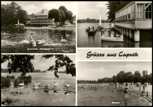 Caputh-Schwielowsee DDR Mehrbild-AK u.a. mit Gaststätte Fährhaus u. Seebad 1977