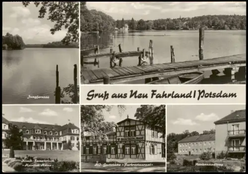 Neu Fahrland-Potsdam DDR Mehrbild-AK mit Jungfernsee, HO-Gaststätte uvm. 1975