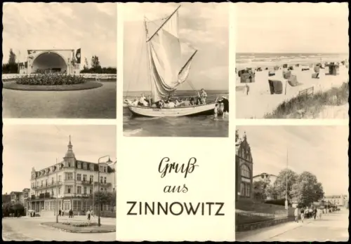 Ansichtskarte Zinnowitz DDR Mehrbildkarte mit div. Stadtteilansichten 1958