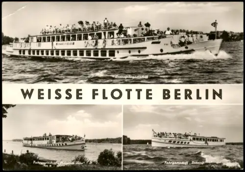 Berlin DDR Mehrbildkarte Weiße Flotte Berlin (3 Schiffsfoto-Ansichten) 1967