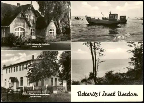 Ückeritz (Usedom) DDR Mehrbild-AK FDGB Erholungsheim Wald-Eck  Wockninsee 1970
