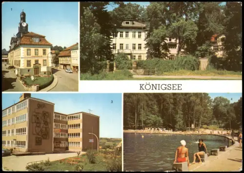Ansichtskarte Königsee Rathaus, Kurheim, Oberschule, Waldseebad 1982