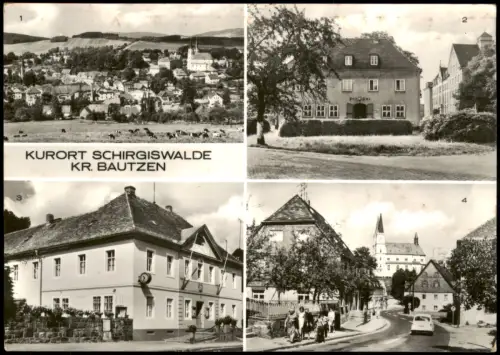 Schirgiswalde DDR Mehrbild-AK u.a. mit Postamt Ernst-Thälmann-Str. 1977
