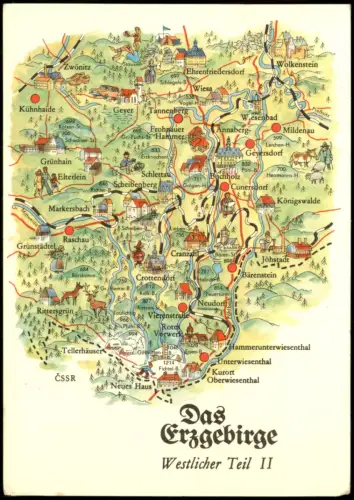 Landkarte Erzgebirge Greifenstein Fichtelberg Westlicher Teil 1981