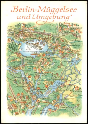 Ansichtskarte Köpenick-Berlin Landkarte: Berlin-Müggelsee und Umgebung 1979