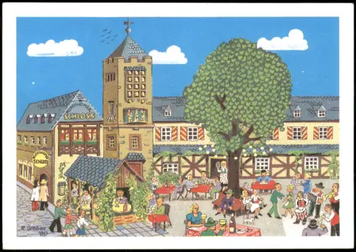 Rüdesheim (Rhein)  SCHLOSS Wein-, Speise- & Stimmungslokal GLOCKENSPIEL  1980