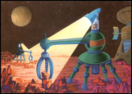 Schaffung einer Landetrassefür das Kosmodrom Port Selena DDR-Künstlerkarte 1972