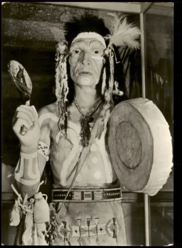 Radebeul Indianer-Museum Karl-May-Stiftung Zaubermann Saman DDR AK 1974