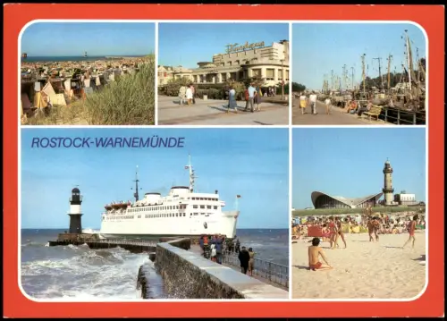 Warnemünde-Rostock DDR Mehrbild-AK Strand Kurhaus Am Alten Strom Mole uvm. 1985