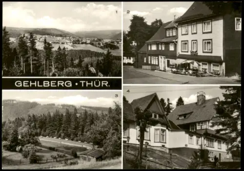 Gehlberg Übersicht, Café Greiner Hauptstraße, Waldbad, FDGB-Erholungsheim  1975
