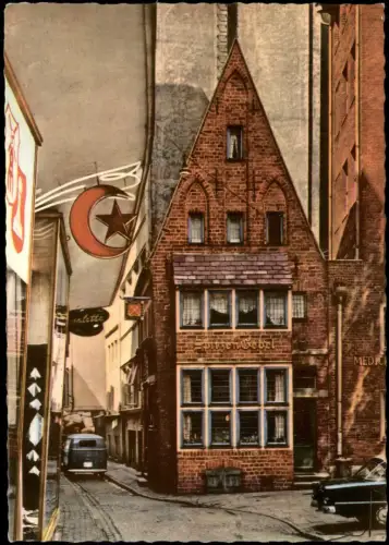 Ansichtskarte Bremen Haus Spitzen Gebel, türk. Restaurant, VW Bully 1960