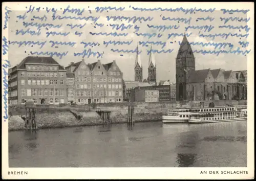 Ansichtskarte Bremen Stadtteilansicht, Partie An der Schlachte, Schiffe 1960