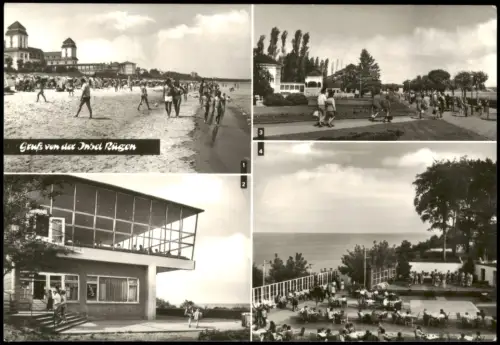 Rügen DDR Mehrbild-AK Insel Rügen mit Binz Baabe Göhren und Sellin 1985