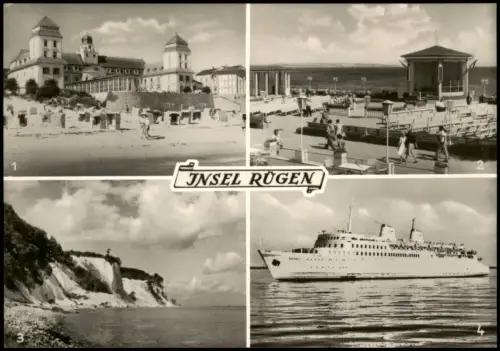 Rügen Insel Rügen DDR Mehrbild-AK mit Binz, Kreideküste Großfähre Saßnitz 1966