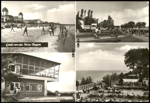Rügen DDR Mehrbild-AK Insel Rügen mit Binz Baabe Göhren und Sellin 1985