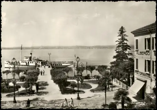 Cartolina Sirmione Lago di Garda, Schiff am Gardasee 1955