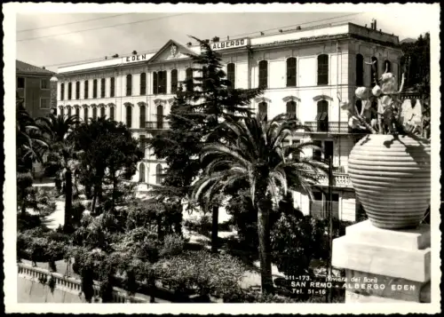 Cartolina San Remo Sanremo Hotel ALBERGO EDEN 1955