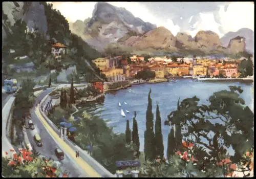 Cartolina Riva del Garda Veduta panoramica, Künstlerkarte 1964