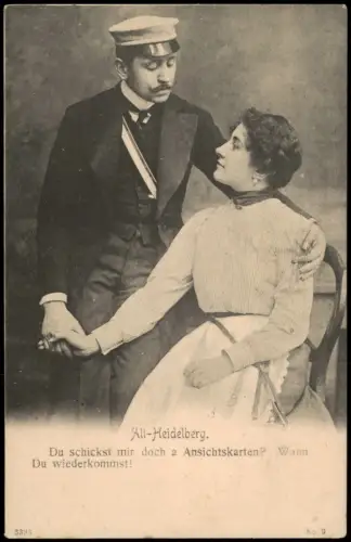 Heidelberg   Liebespaar Fotokunst Du schickst mir doch a Ansichtskarten? 1900