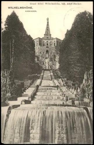 Bad Wilhelmshöhe-Kassel Herkules und Kaskaden Wasserlauf Wasserfall 1908