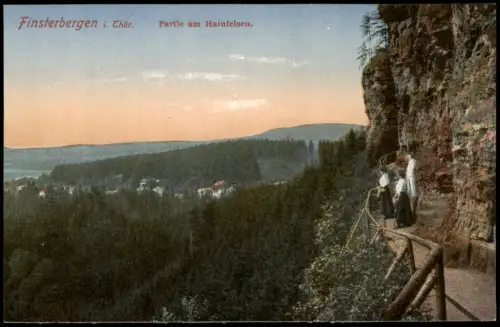 Finsterbergen-Friedrichroda Panorama-Ansicht mit Partie am Hainfelsen 1910