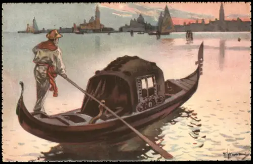 Cartoline Venedig Venezia La Gondola. Gondel 1926