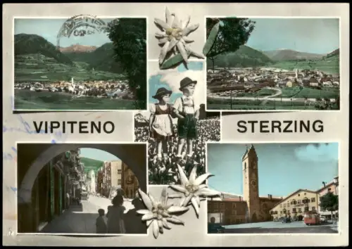 Sterzing Vipiteno Mehrbildkarte mit Ortsansichten, Trachten-Kinder 1955
