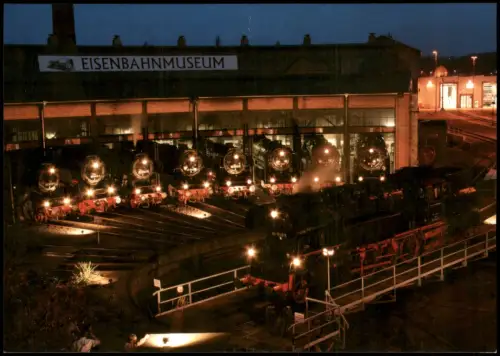 Ansichtskarte  Dampflokomotive Eisenbahnmuseum Dresden bei Nacht 2004